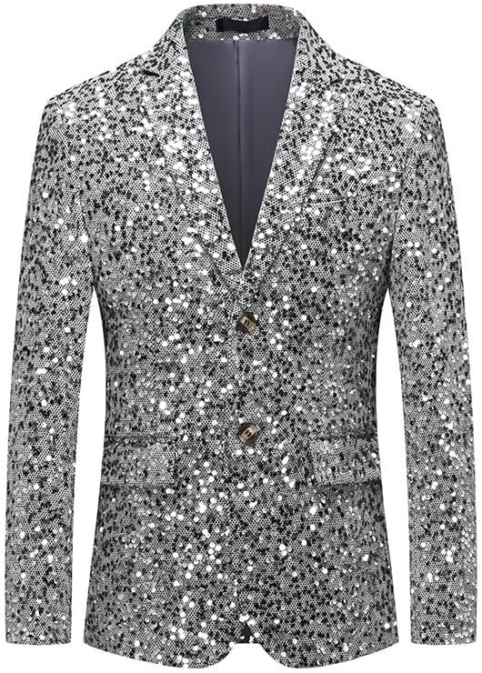 Stylish Men Stage Clothes for Singers Shiny Sequin Embellished Blazers Jacket Korean Version Handsome Men Prom Suit Coat