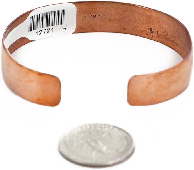 $280Tag Certified Authentic Silver Navajo Copper Native American Bracelet 12721-4 Made by Loma Siiva, 5 inch, metallic stone, gem-free