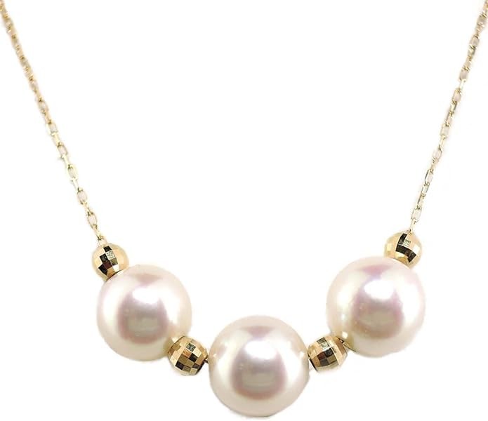 ISUZU MSJ(イスズエムエスジェイ) K18 Translucent Pendant Akoya 7mm3 Beads /MR3(0.22) Sliding 45cm 5971