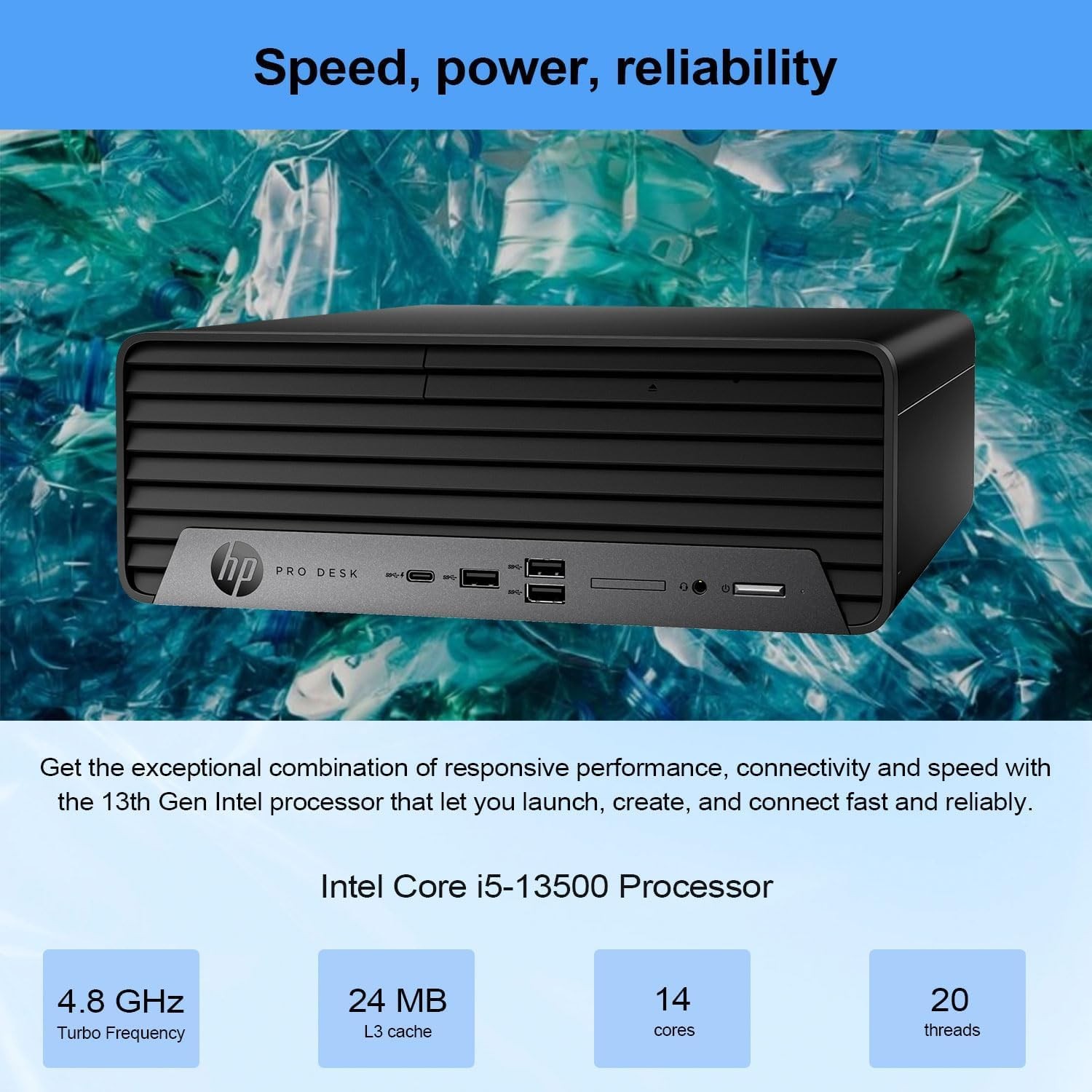 P Prodesk 400 G9 SFF Small Business Desktop 13th Generation Intel 14 Core i5-13500 (Beat i7-12700), 16GB DDR4 RAM, 512GB PCIe SSD, WiFi 6, Keyboard and Mouse, Windows 11 Pro, AZ-XUT