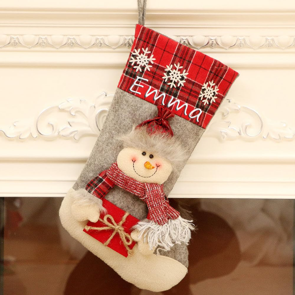 Christmas Stockings Personalized with Name, Xmas Hanging Stocking Decorations Handmade Stocking Holiday Christmas Decoration Gifts for Family Kids Children(2 Items Enjoy 20% Off) (Style 6)
