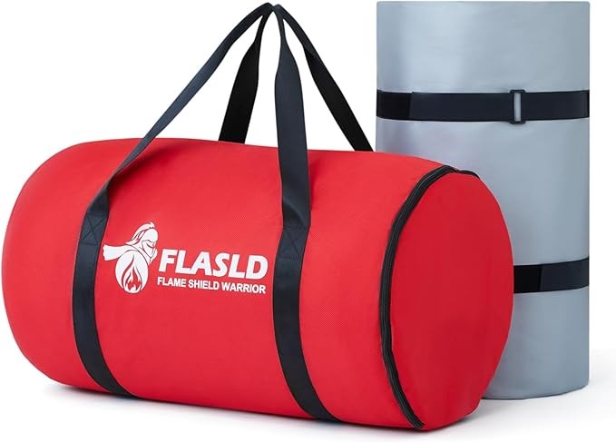 FLASLD car fire blanket - 20 feet x 30 feet (approximately 6.1 meters x 9.1 meters), large fire blanket, suitable for electric/fuel vehicle accidents, silicone coated fiber cover, heat-resistant fire 