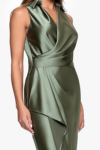 Xscape Women's Midi Satin Collared Top Dress
