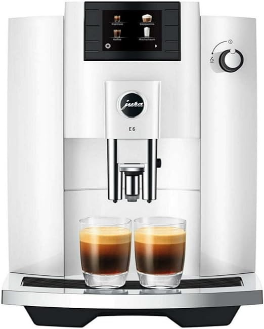 Jura E6 Automatic Espresso Machine (White) Bundle with Water Stabilizer, Cleaning Tablets, Milk System Cleaner, and Milk Container Kit for Exceptional Home Coffee Experience (5 Items)