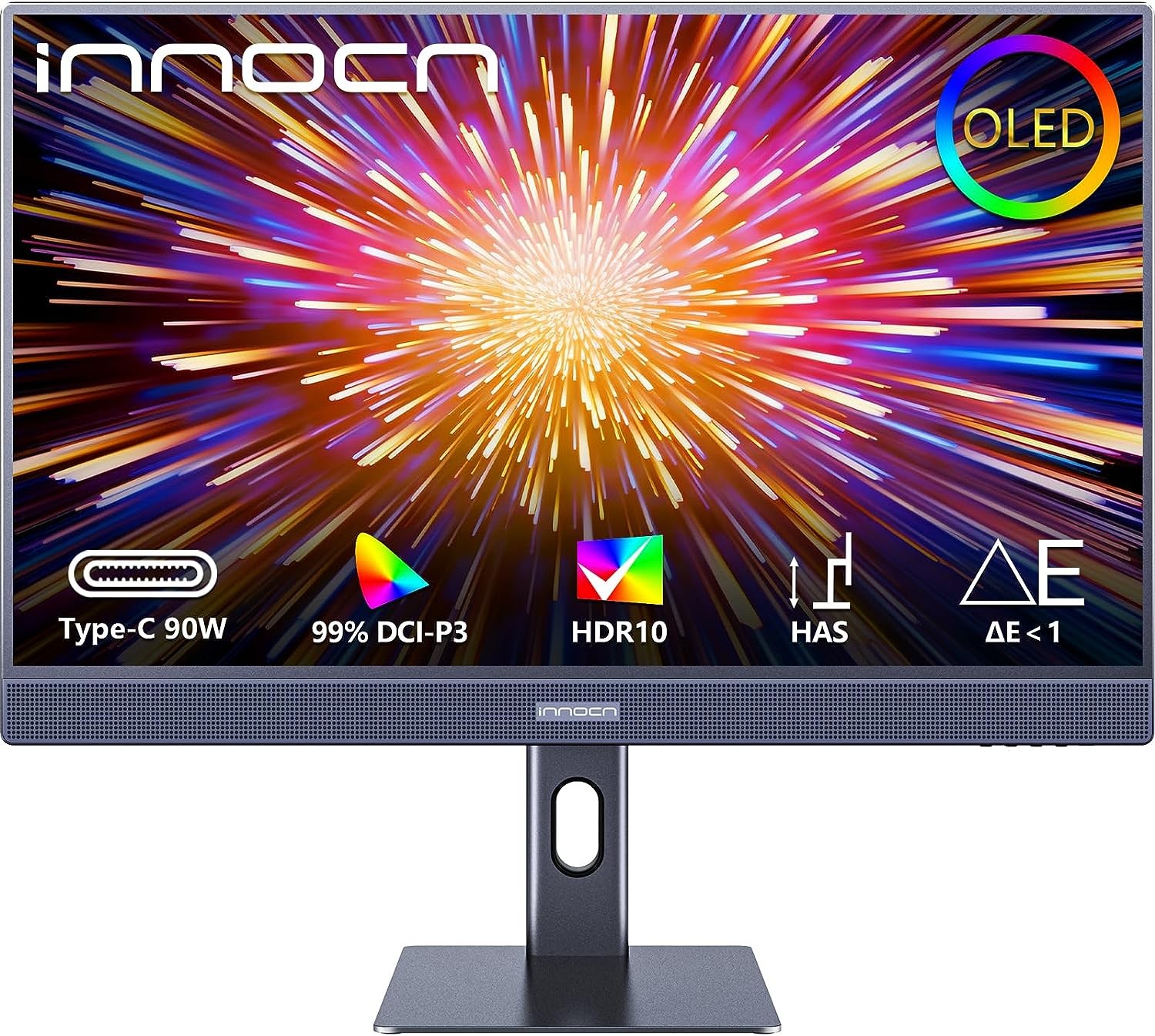 INNOCN 32" OLED 4K Computer Monitor, UHD (3840 x 2160) Professional Monitor, Type-C, HDR 10, 99% DCI-P3, 99% sRGB, 1M:1, Tilt/Height/Pivot Adjustable Stand, VESA Mountable - 32Q1U