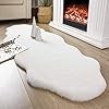 Ashler Faux Rabbit Fur Rug, White 2x6 ft Soft Fluffy Faux Fur Runner Rug, Shaggy Area Rug for Bedroom, Living Room, Machine Washable Nursery Rug