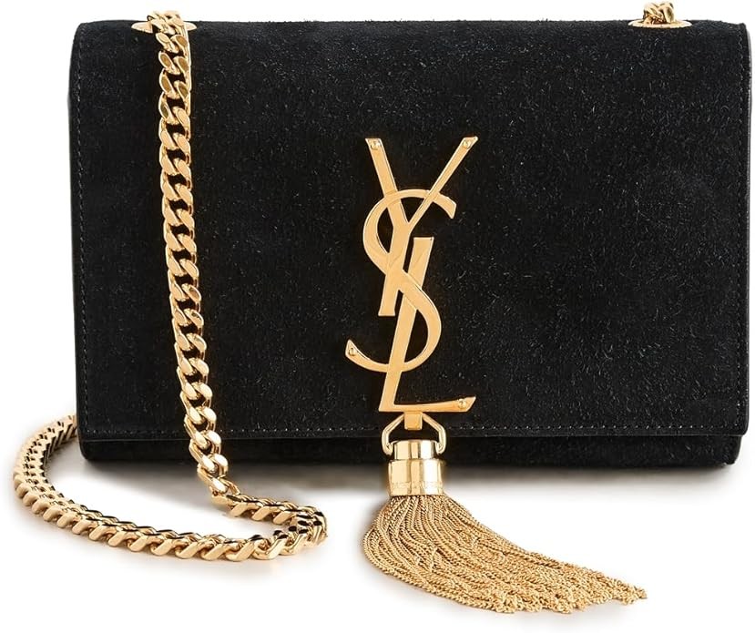 YSL Women's Pre-Loved Black Suede Kate Tassel Mini Crossbody Bag