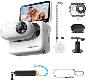 Insta360 GO3 128GB-Water Sports Kit Small & Lightweight Action Camera, Portable and Versatile, Hands-Free POV, Mount Anywhere, Stabilization, Multifunctional Action Pod, Waterproof, for Travel, Sports