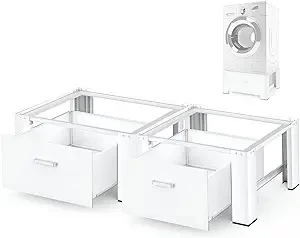MATALDE Washer Dryer Pedestals with Drawer - 29" Laundry Pedestal for Washer and Dryer, Steel Washing Machine Stand Raiser, 14.3 Inches Height Elevation