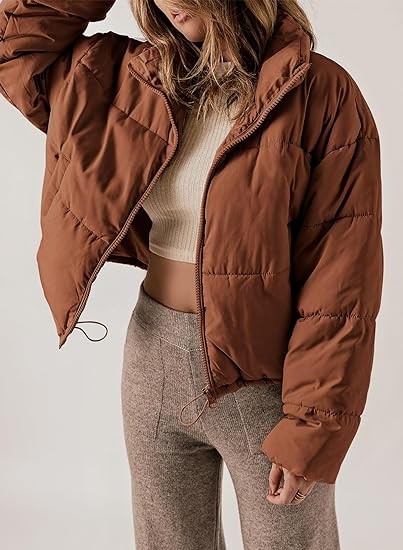 Dokotoo Womens Winter Quilted Jackets Long Sleeve Full Zip Puffer Jacket Coats with Pockets