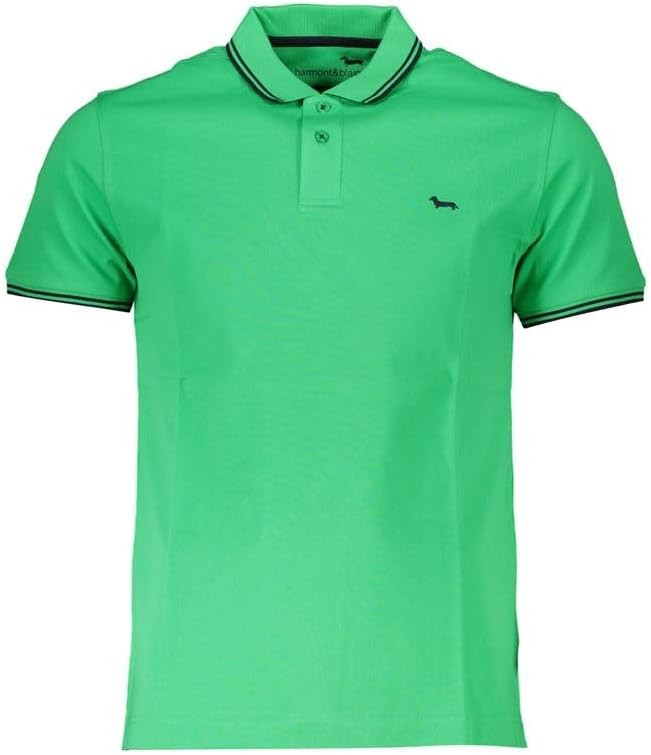 Harmont & Blaine Chic Green Cotton Polo with Contrast Men's Detailing, XX-Larg