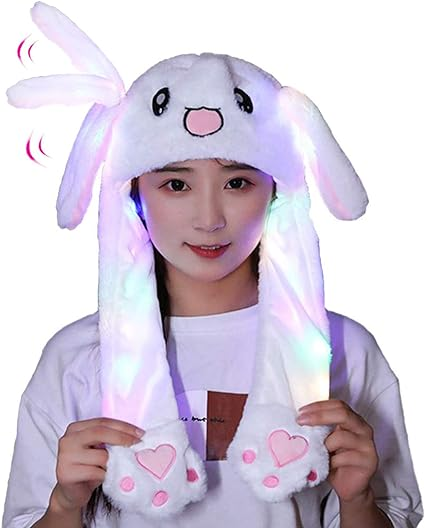 Ahn'Qiraj Cute Bunny Hat Ear Moving Jumping Hat Funny Animal Plush Rabbit Hats