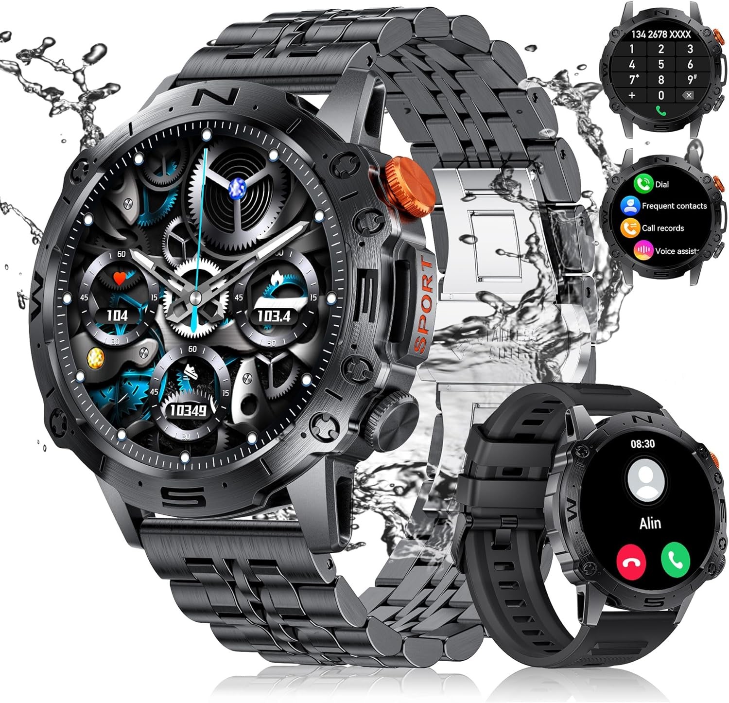 ESFOE Men's smartwatch (Answer/dial), 1.39-inch DIY touch screen fitness tracker with 90 + exercise modes /IP68 waterproof, Sleep tracker with Heart Rate Blood Oxygen (SPO2) monitoring smartwatch