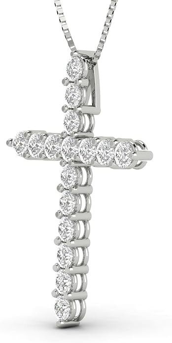 1.50 carat natural Diamond Cross Pendant 14k white gold (1.50 carat gross weight, L-M, I2-I3)
