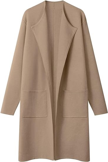 MEROKEETY Women's front cardigan long-sleeved casual knit cardigan with lapel coat with pockets