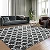 Area Rugs 8x10, Shag Rugs for Living Room, High Pile Fluffy Carpet for Bedroom, Playroom, Nursery, Home Decor, Geometric, Dark Grey/White
