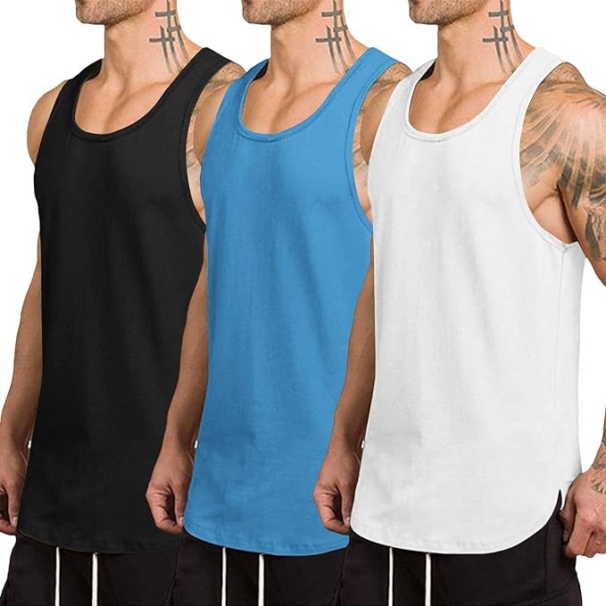 COOFANDY Men's 3-piece Group quick-drying Fitness Vest Gym Muscle T-shirt Fitness Fitness Sleeveless T-shirt