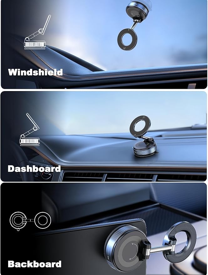 Upgraded 360° nano-gel vacuum magnetic phone stand, suitable for Magsafe[108+LBS strong suction force and 3000gf strong magnetism], suction cup phone stand suitable for car /iPhone 16 Pro Max
