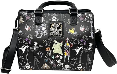 Loungefly Disney The Nightmare Before Christmas Allover Print Crossbody Satchel Handbag Purse