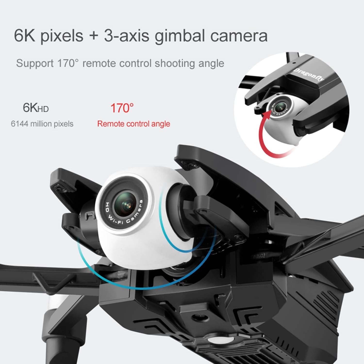 Drone with 6k Three-axis Gimbal Camera,Folding Aircraft UAV with Aerial Photography Ultra-Long Battery Life GPS Positioning Brushless Motor Anti-Shake,GPS Quadcopter