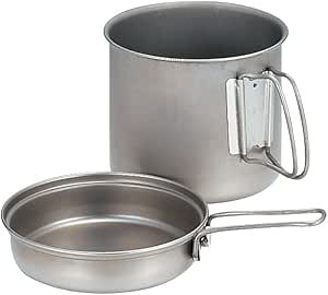 Snow Peak Trek 1400 Camping Cook Set - Durable & Ultralight Titanium Pot & Skillet - 2 Pieces