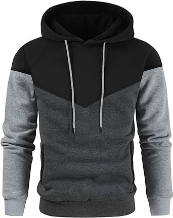 Niceif Men's Medium weight wool pullover hoodie Casual color matching hoodie with pockets