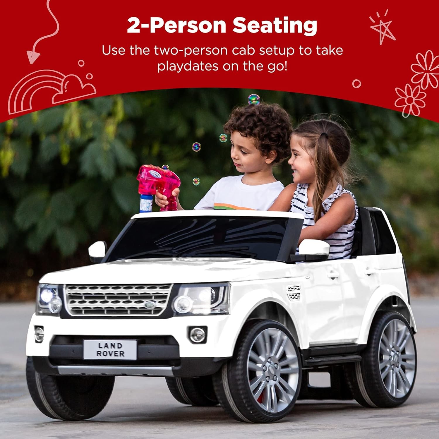 Best Choice Products 12V 3.7 MPH 2-Seater Licensed Land Rover Ride On Car Toy w/Parent Remote Control, MP3 Player - White