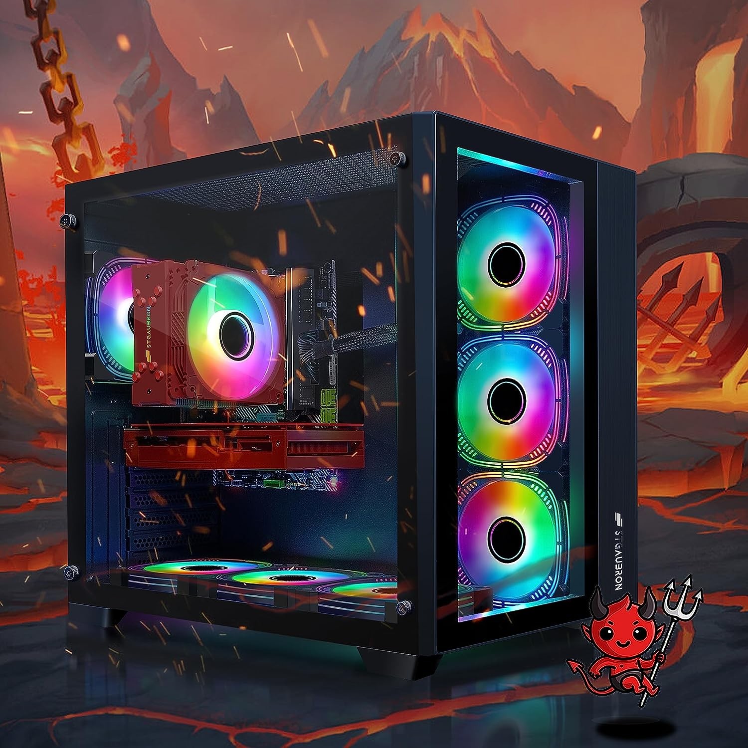 STGAubron Gaming Desktop,Intel Core i9-11900F up to 5.2G,GeForce RTX 3070 8G GDDR6,32G DDR4,2T SSD,600M WiFi,BT 5.0,RGB Fan x 7,RGB Keyboard&Mouse&Mouse Pad,W11H64