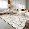 Super Soft Shaggy Area Rug, 8X10 Soft Plush Fluffy Rug for Bedroom Living Room, Modern Moroccan Geometric Carpet for Home Decor Aesthetic, Anti-Skid Carpet for Kids Room, Nursery, White and Beige Rug