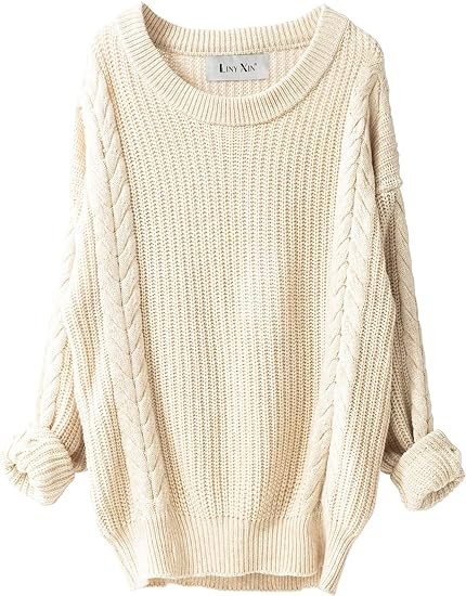 LINY XIN Women's 2023 super large Autumn/Winter warm round neck long sleeve knitted floral long pullover Merino wool sweater dress