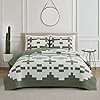 PENDLETON Painted Cove King Size Quilt, Geometric Spring Sage Green Patchwork Bedding Cover, Cozy Lightweight Bedspread with Matching Pillowcase for All Seasons Rustic Bedroom Decor, King, Sage