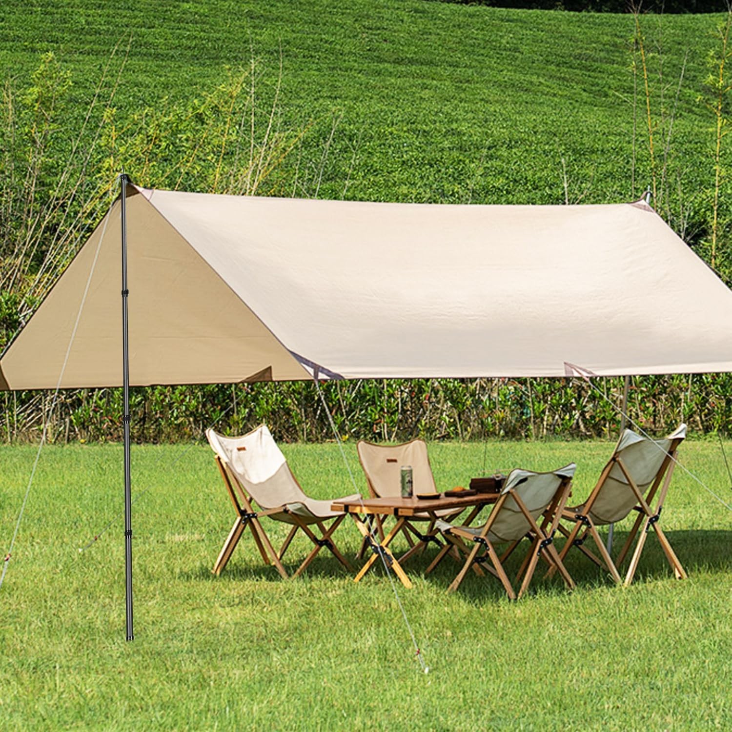 imgokaha Carbon Fibre Tent Pole Set of 2, Telescopic Pole for Tents, Tarp, Sturdy, Portable, Lightweight, Tarp Poles for Tarps and Awning