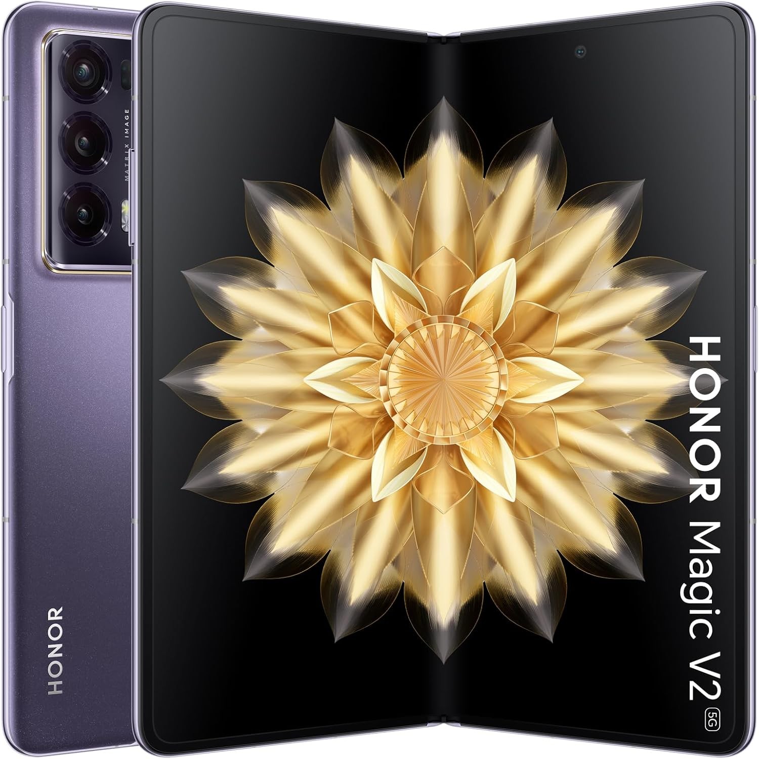 Honor Magic V2 Standard Edition Dual SIM 512GB ROM + 16GB RAM (GSM | CDMA) Factory Unlocked 5G Smartphone (Phantom Purple) - International Version