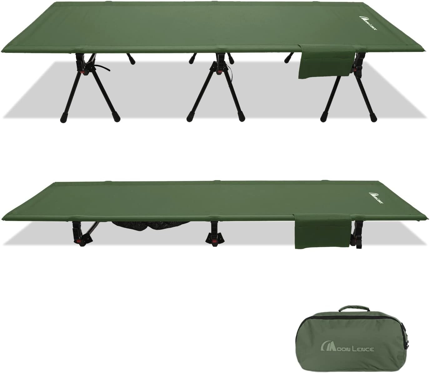 Moon Lence Cot, Camping, 4th Generation, Outdoor Bed, Wide, 2-Way, High/Low Switchable, Easy Assembly, Foldable, Compact, Carrying Bag Included, Load...