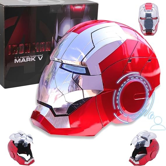 Iron-man Helmet Electronic MarK 5 Helmet Voice Control/Sensing Open/Close Suitcase Armor Helmet With Sounds & LED Eyes Light Up Wearable Super Hero Movie 1:1 model Prop For Christmas Halloween Prop.
