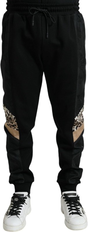 Dolce & Gabbana Elegant Black Leopard Jogger Men's Pants