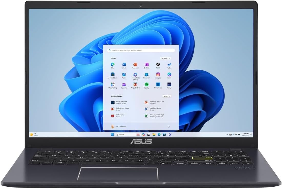 ASUS 15.6-inch Vivobook Go laptop, Intel Celeron N4500, 4GB RAM, 128GB SSD, Windows 11" S mode, Star Black, L510KA-ES04