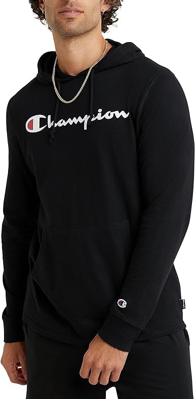 Champion Men's T-shirt Hoodie, Cotton Mid-weight Hooded Men's T-shirt, Comfortable Men's Tee