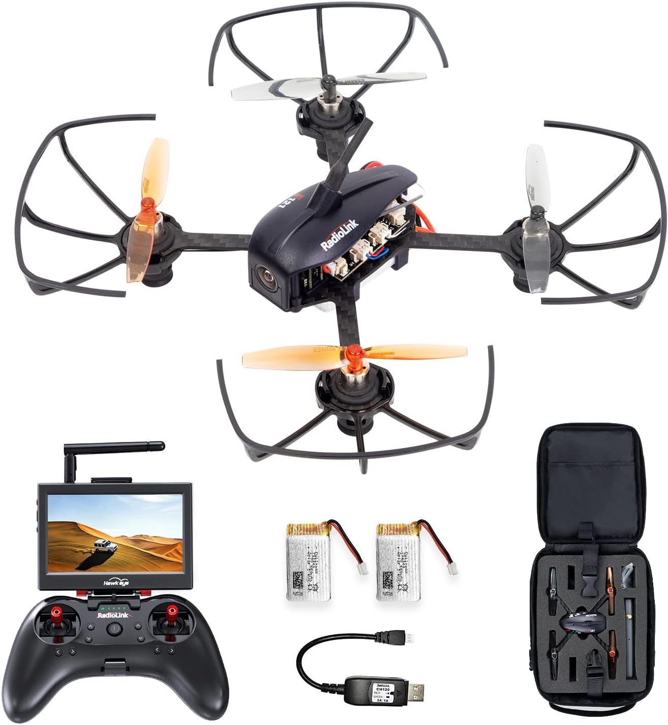 Radiolink F121 FPV Mini RC Drone RTF with Camera for Adult and Kids Beginners, 121mm Brushed RC Quadcopter, Altitude Hold, 2 Batteries with Carrying Case, 25mW OSD Monitor Racing & Training for UAV Ed