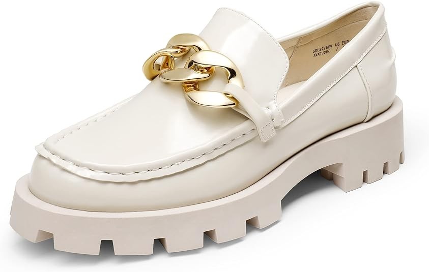 DREAM PAIRS Women's Loafers Leather Chunky Slip-on Loafer Shoes Penny Casual Fashion Work Shoes