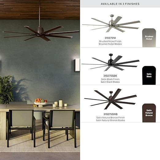 Kichler Breda 75 Inch 8 Blade Ceiling Fan in Satin Black with Satin Black Blades 310275SBK