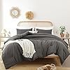 ROSGONIA Oversized King Comforter 128x120, 3pcs Super King Plus (1 Dark Gray Comforter & 2 Pillowcases) Lightweight Oversized King Bedding Set Blanket