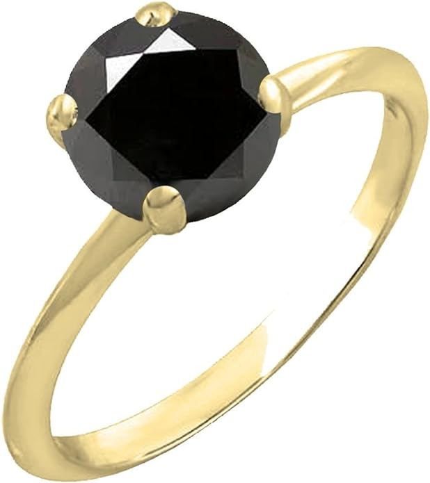 3.00 Carat (ctw) 14K Yellow Gold Black Diamond Bridal Engagement Solitaire Ring 3 CT (Size 6)