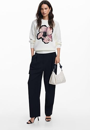 Desigual Women's Contrast Flower Sweater