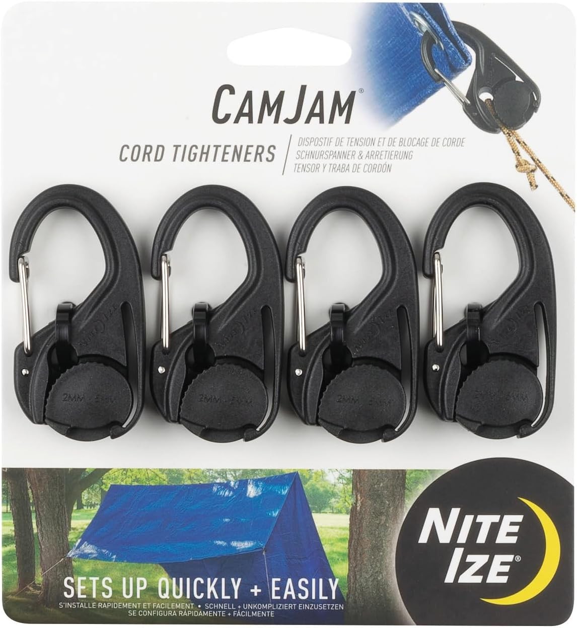 NITEIZE Cam Jam, Rope Tightener, Flexible Metal Fittings, Easy, Rope Length Adjustment, Rope Tensioner, Tent Accessory