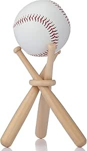 Honoson Baseball Stand Baseball Stand for Displaying Baseball Bats Wooden Display Stand for Baseball Sports Lovers Desktop Display Baseball Centerpiece (Original Wood Color, 1 Pack)