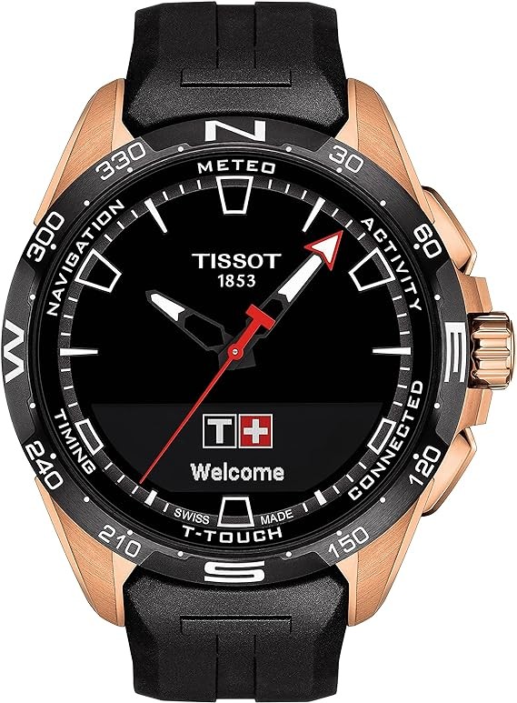 Tissot Neutral T-Touch Connect Solar anti-magnetic Titanium case Swiss Tactile Quartz Watch with rubber strap, black,23(Model :T1214204705102), black // white, quartz watch