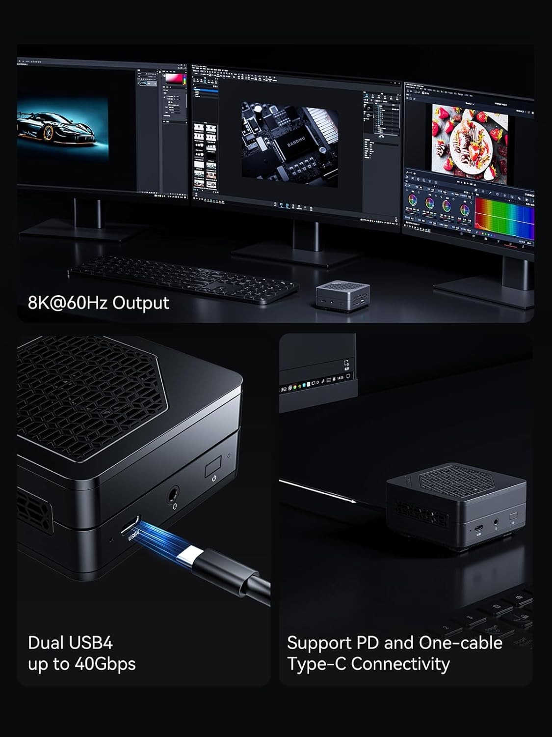 MINISFORUM EM680 Mini PC AMD Ryzen 7 6800U 8C/16T Tiny Computer, LPDDR5 32GB RAM PCIe4.0 512GB SSD, 1xHDMI+2xUSB4(8K|Alt DP), TF Card Slot, 65W Gan Type-C Adapter, Radeon 680M Graphics