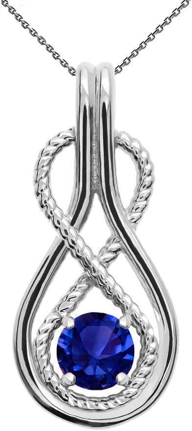 Infinity Rope September Birthstone Sapphire 10k white gold pendant necklace, 40.64cm, sapphire, sapphire