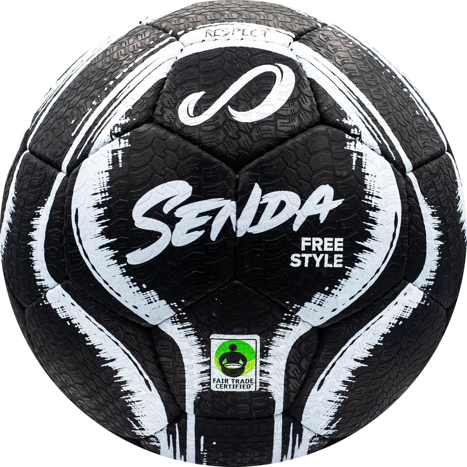 SENDA Street Freestyle, Trick, and Skills Soccer Ball with Rubber Outer Cover, Fair Trade Certified, Black/White, Size 4 (Ages 13 & Up)